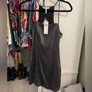 Dark gray metallic mini dress